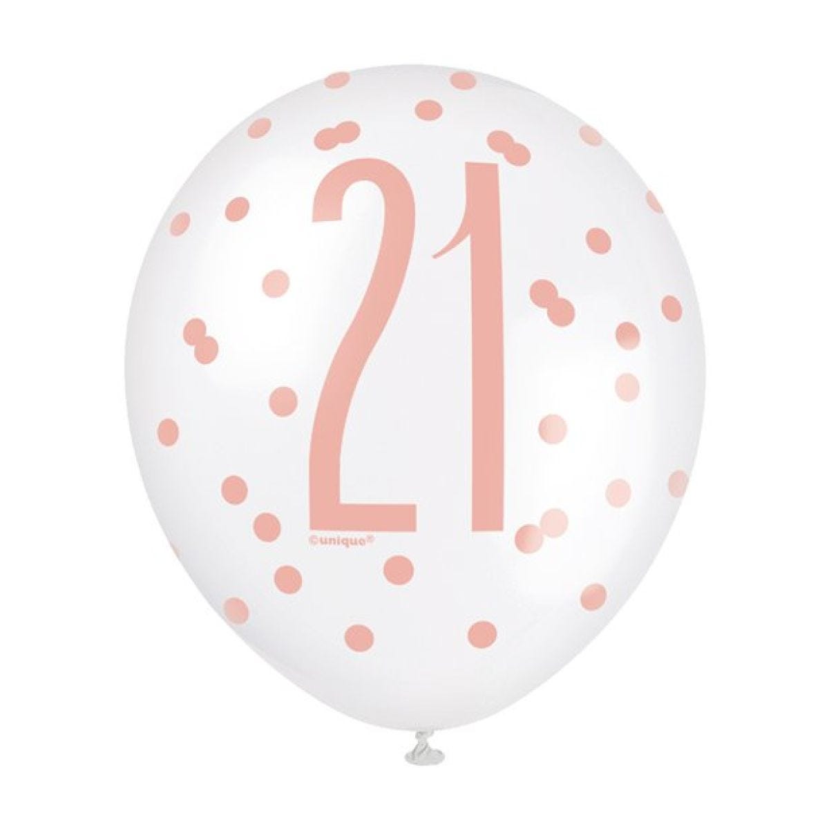 Rose Gold Glitz 21st Birthday Balloons - 12" Latex