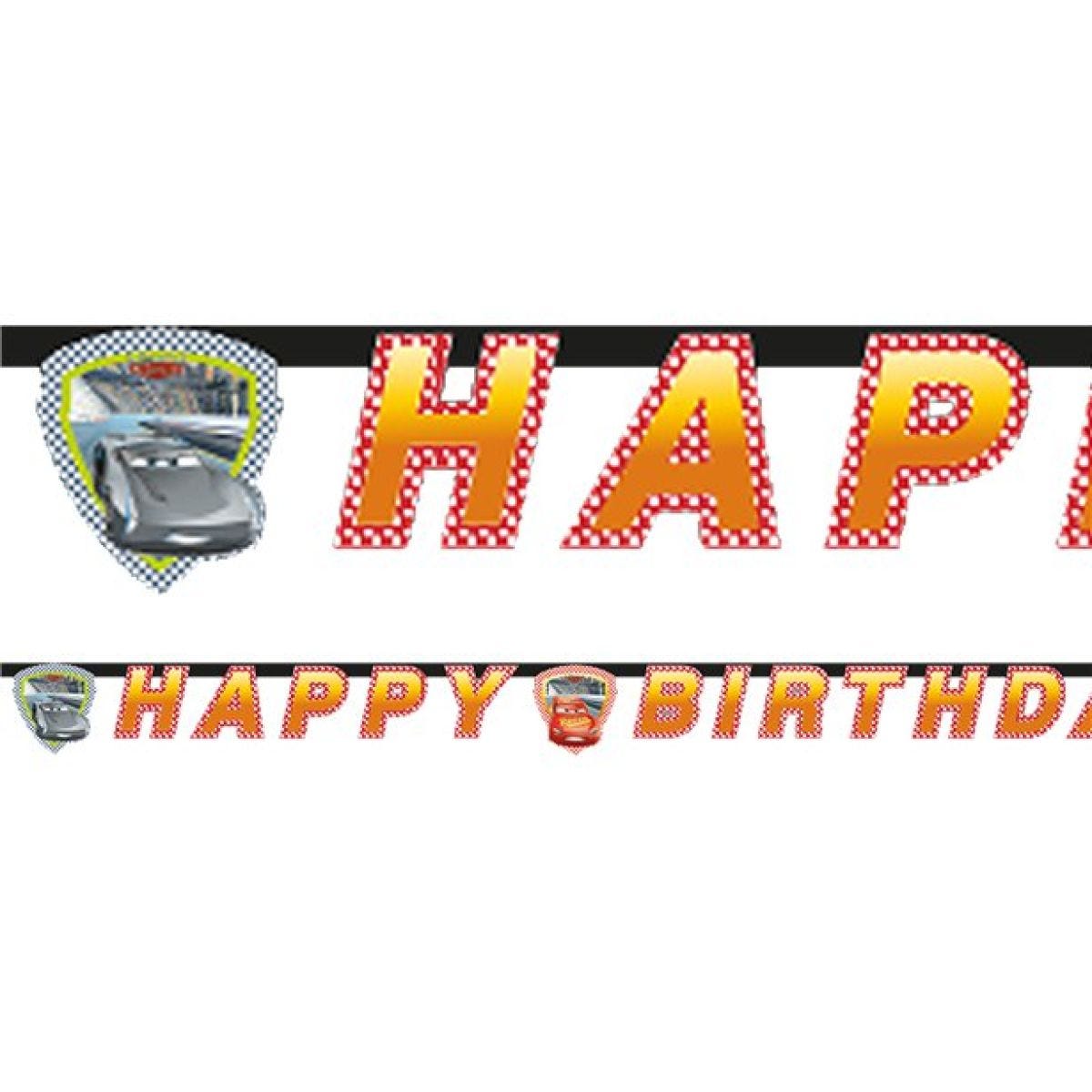 Disney Cars 3 &apos;Happy Birthday&apos; Paper Banner - 2m