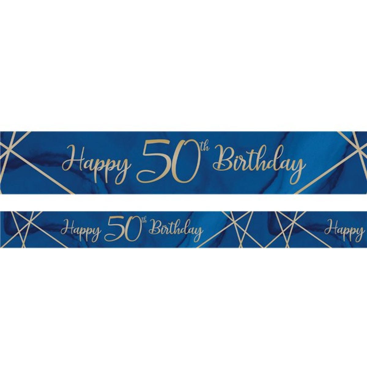 Navy & Gold Geode &apos;Happy 50th Birthday&apos; Foil Banner - 2.74m