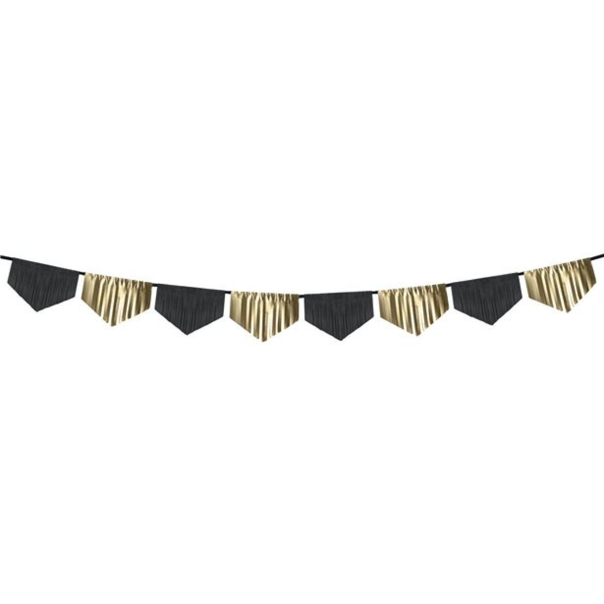 Black & Gold Scalloped Fringe Garland - 3m