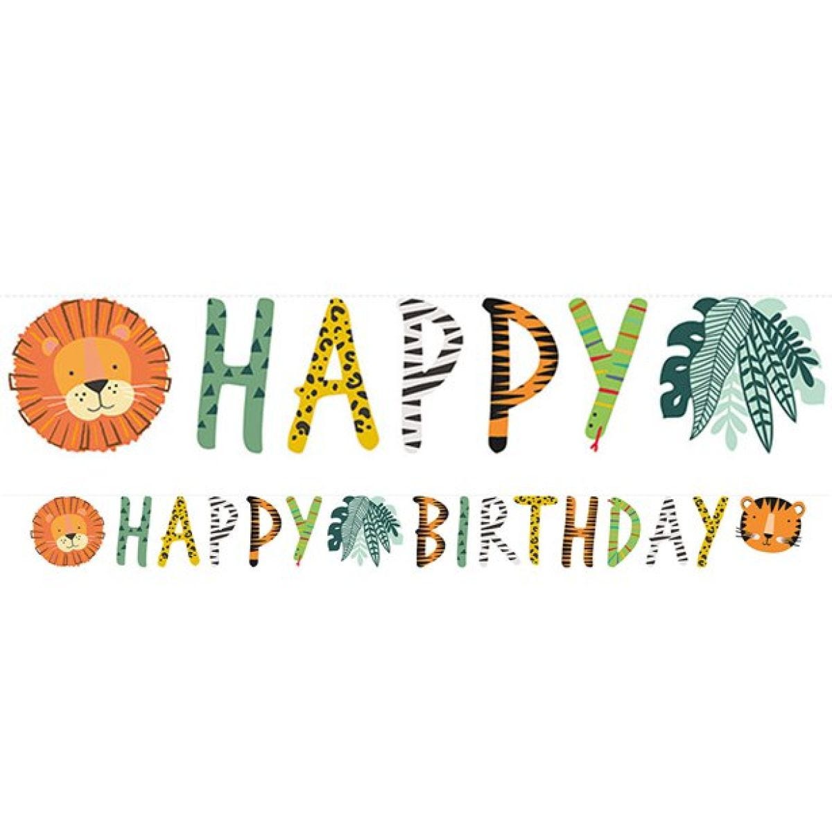 Get Wild Safari &apos;Happy Birthday&apos; Paper Banner - 1.8m