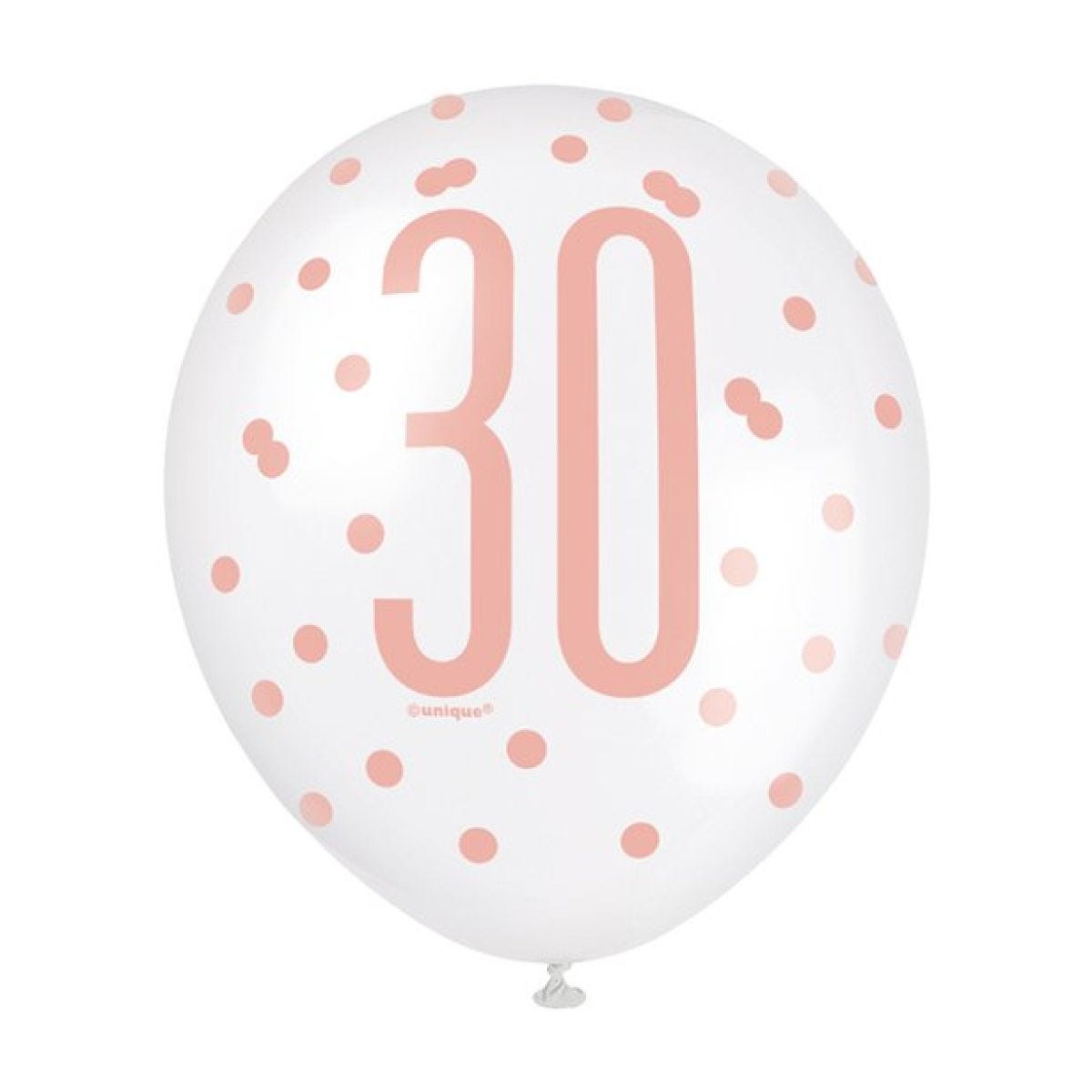 Rose Gold Glitz 30th Birthday Balloons - 12" Latex