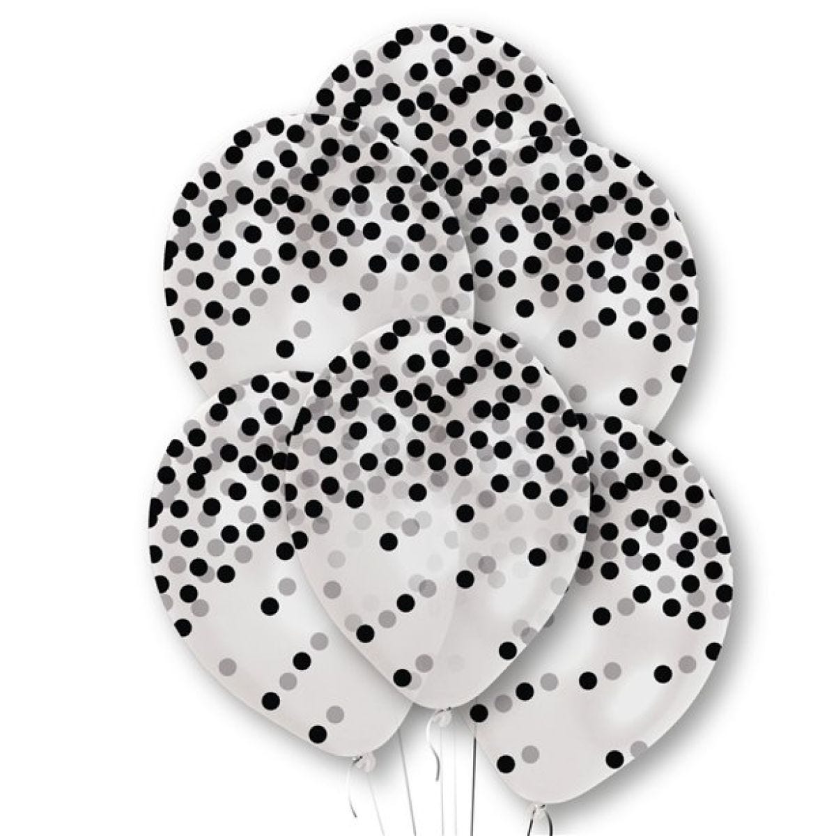 Black Confetti Printed Latex Balloons - 11"