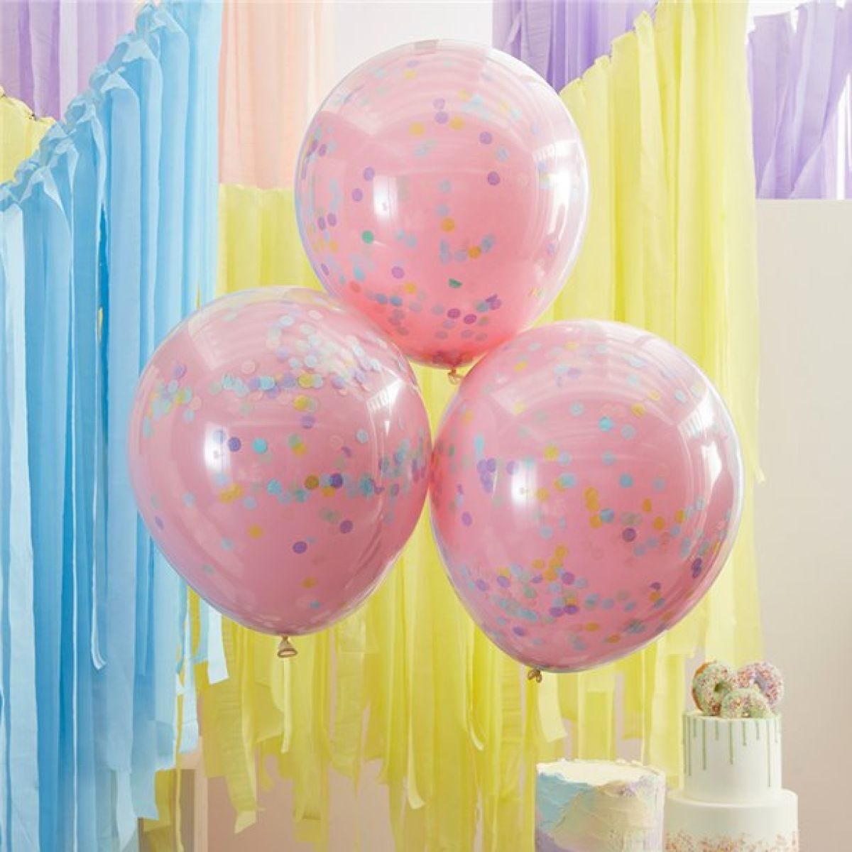 Double Layered Pastel Confetti Latex Balloons - 18"