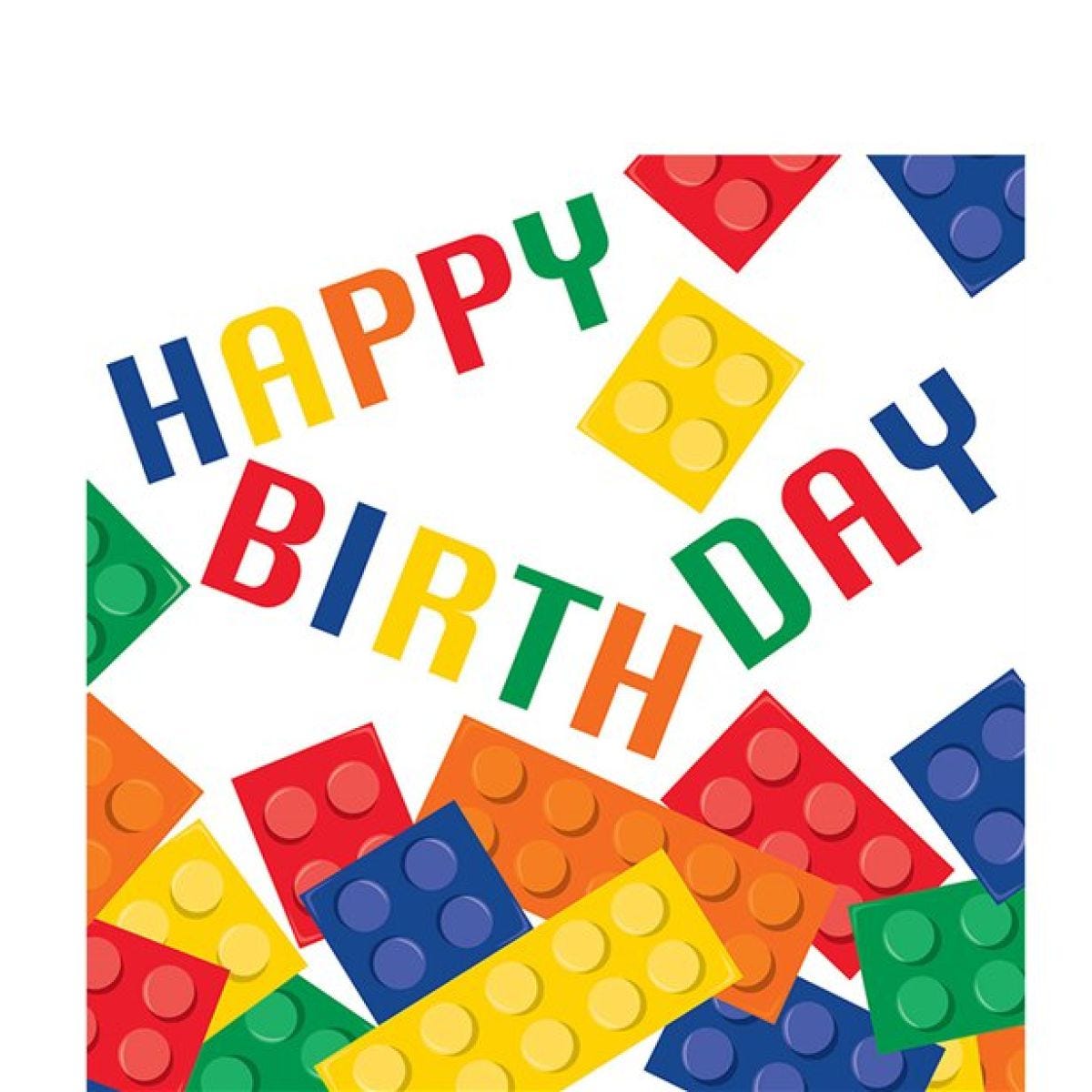 Block Party &apos;Happy Birthday&apos; Paper Napkins - 33cm