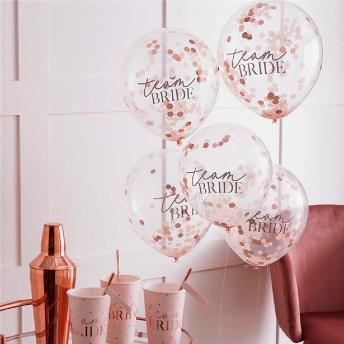 Team Bride Confetti Latex Balloons - 12"