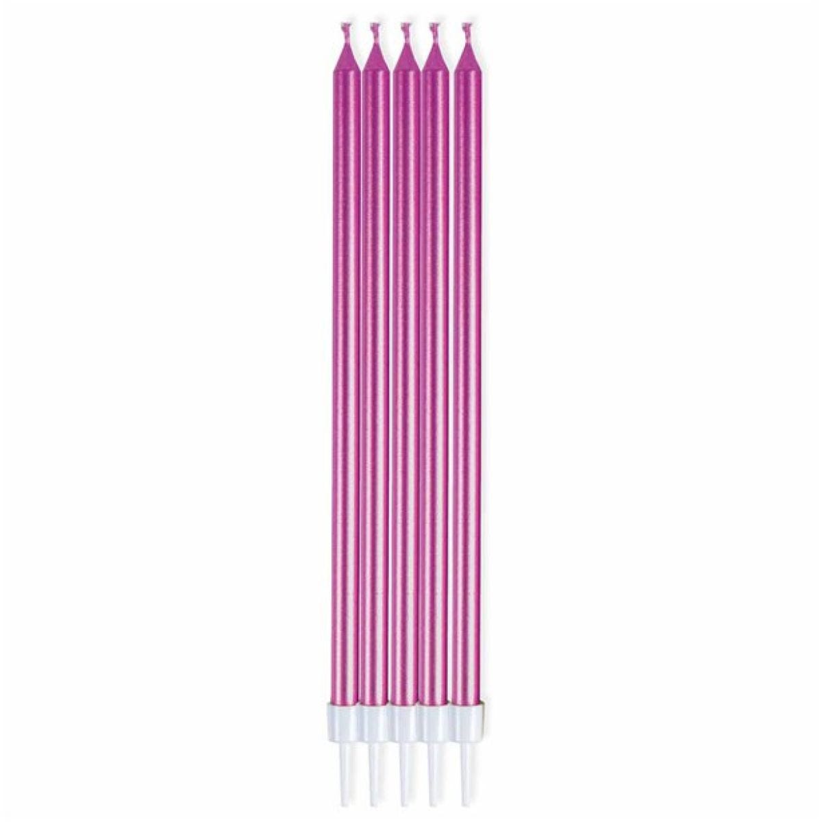 Metallic Pink Tall Candles - 16cm