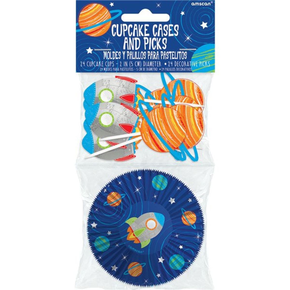 Blast Off Birthday Cupcake Cases & Picks (48pk)