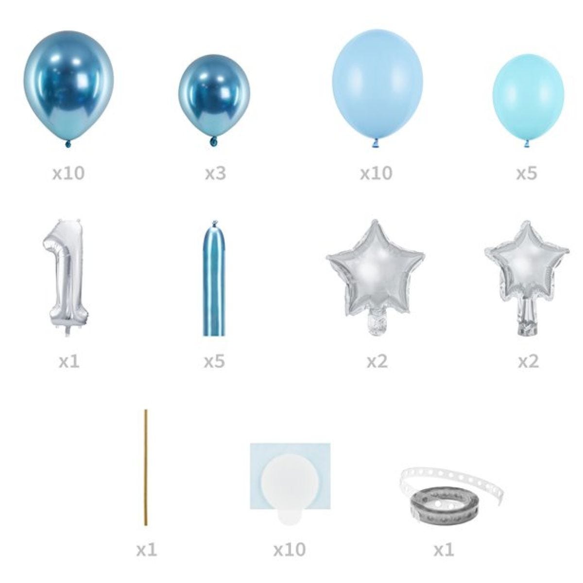 Number 1 Blue & Silver Foil Balloon Bouquet - 1.4m