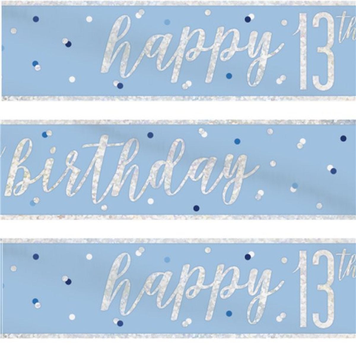 Blue &apos;Happy 13th Birthday&apos; Plastic Banner - 2.75m