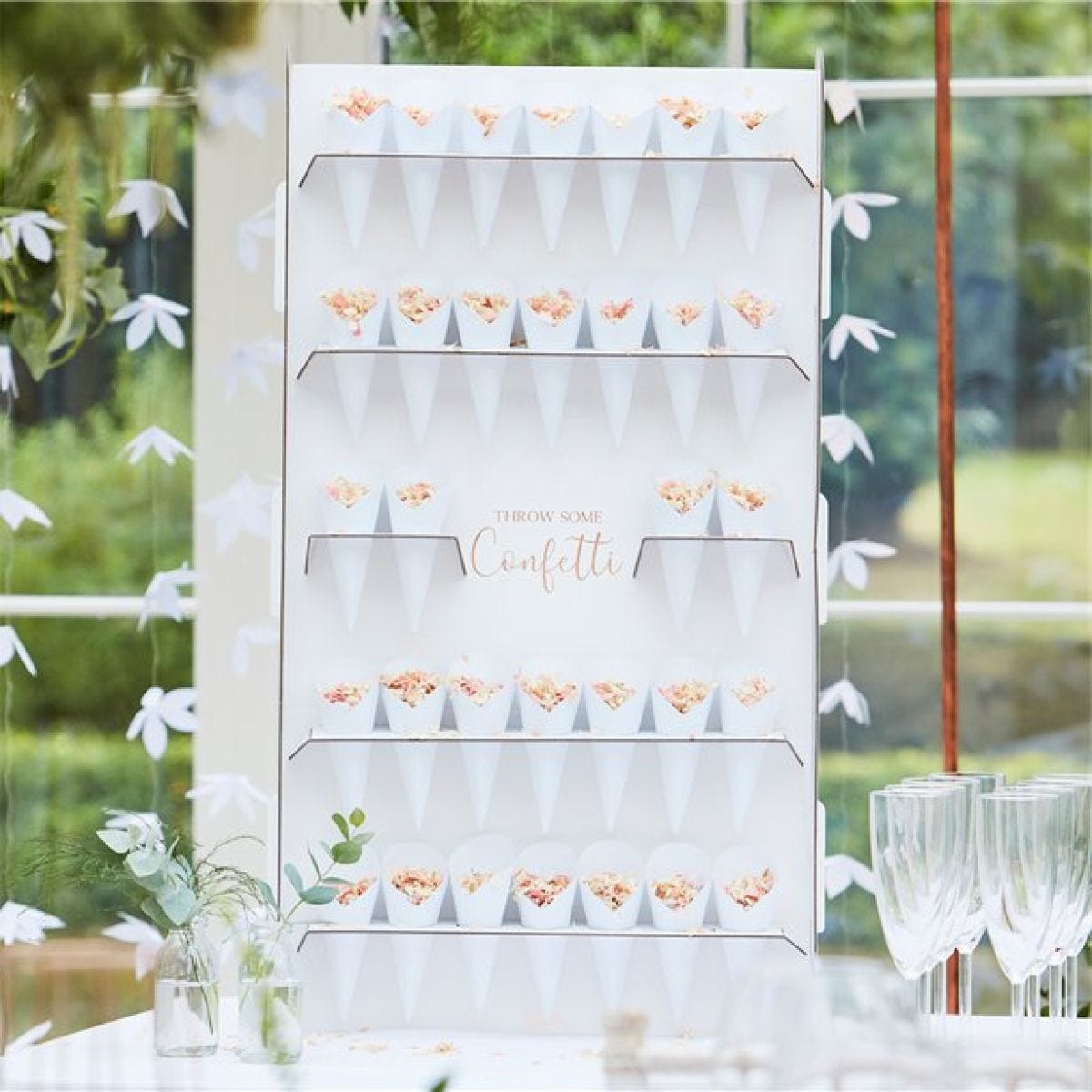 Botanical Wedding Confetti Cone Stand - 72cm