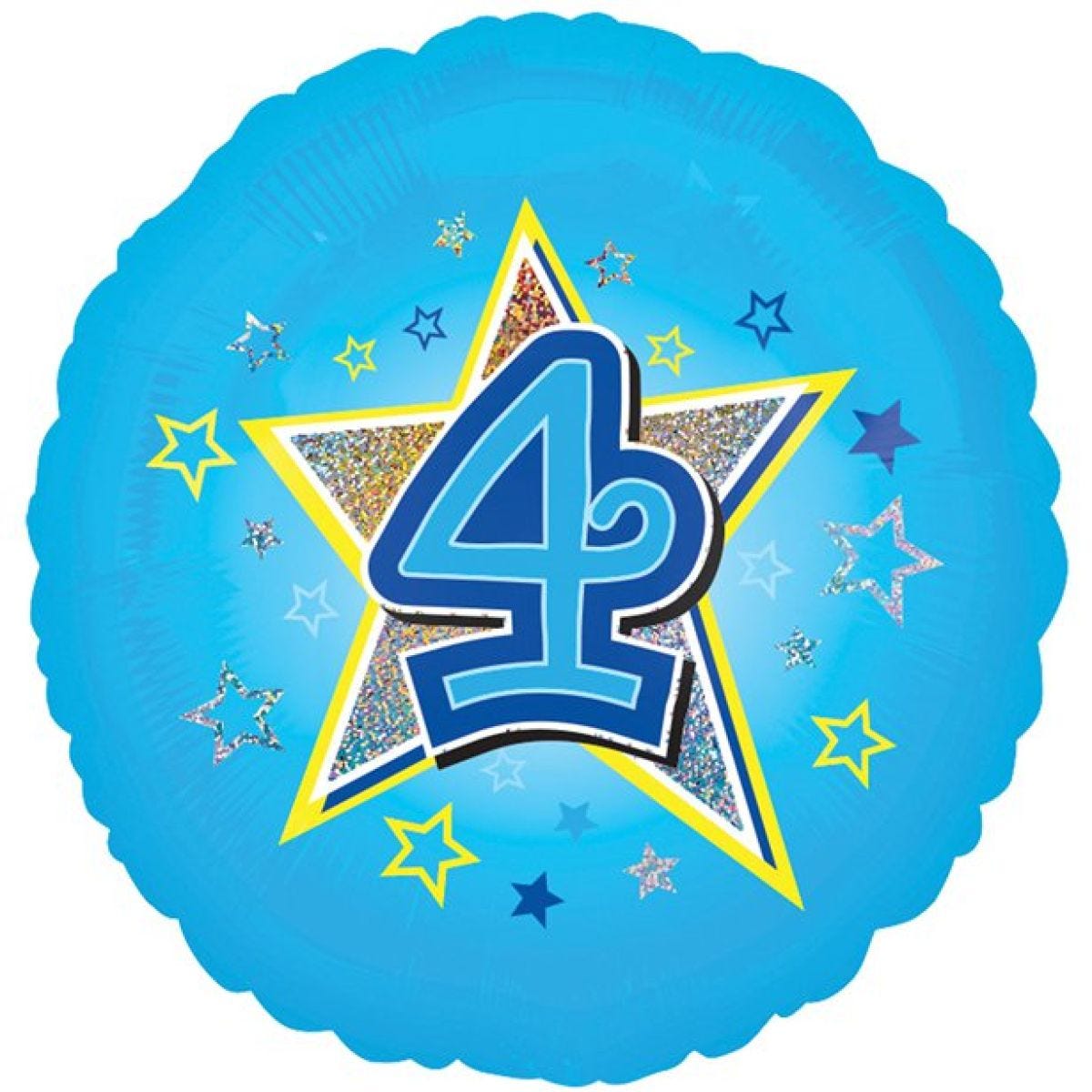 Age 4 Blue Stars Balloon - 18" Foil