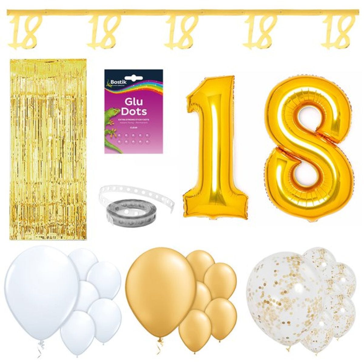 18th White & Gold Milestone Decorating Kit