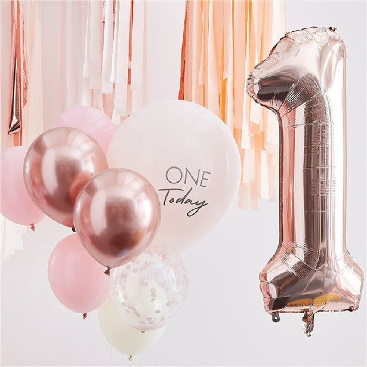 Pink & Rose Gold 1 Today Balloon Bundle