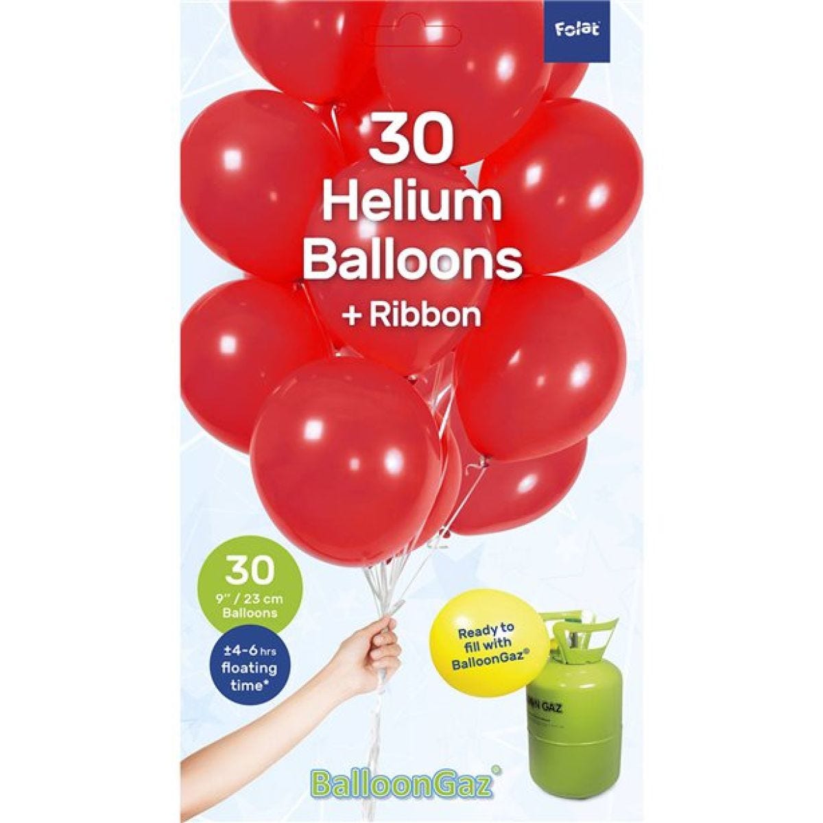 Red Balloons with Ribbon - 9" Latex