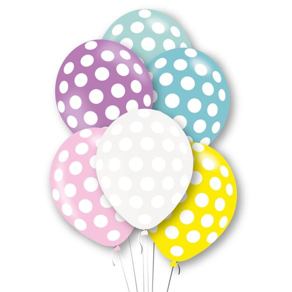 Polka Dot Print Assorted Latex Balloons - 11"