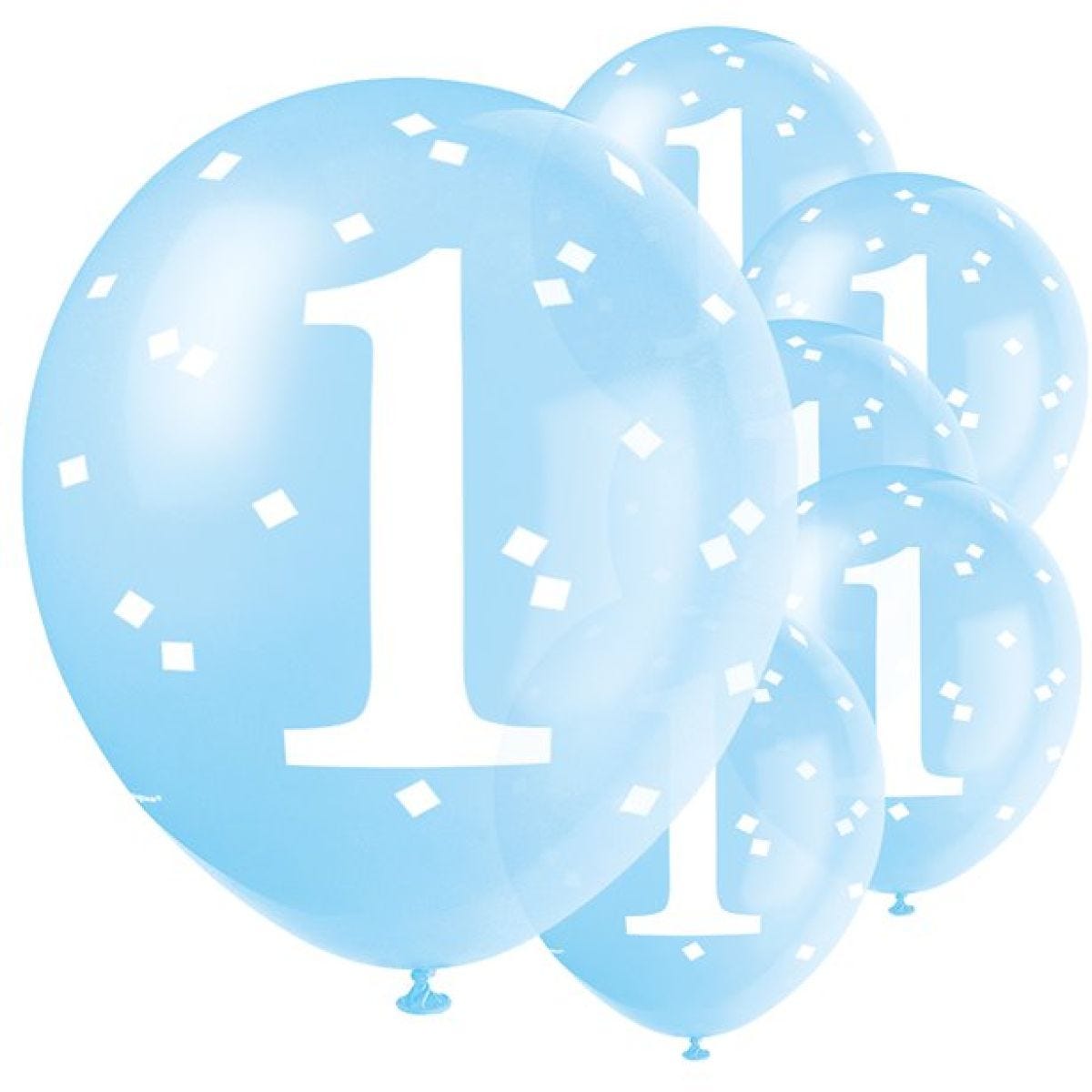 1st Birthday Blue Latex Balloons - 12"