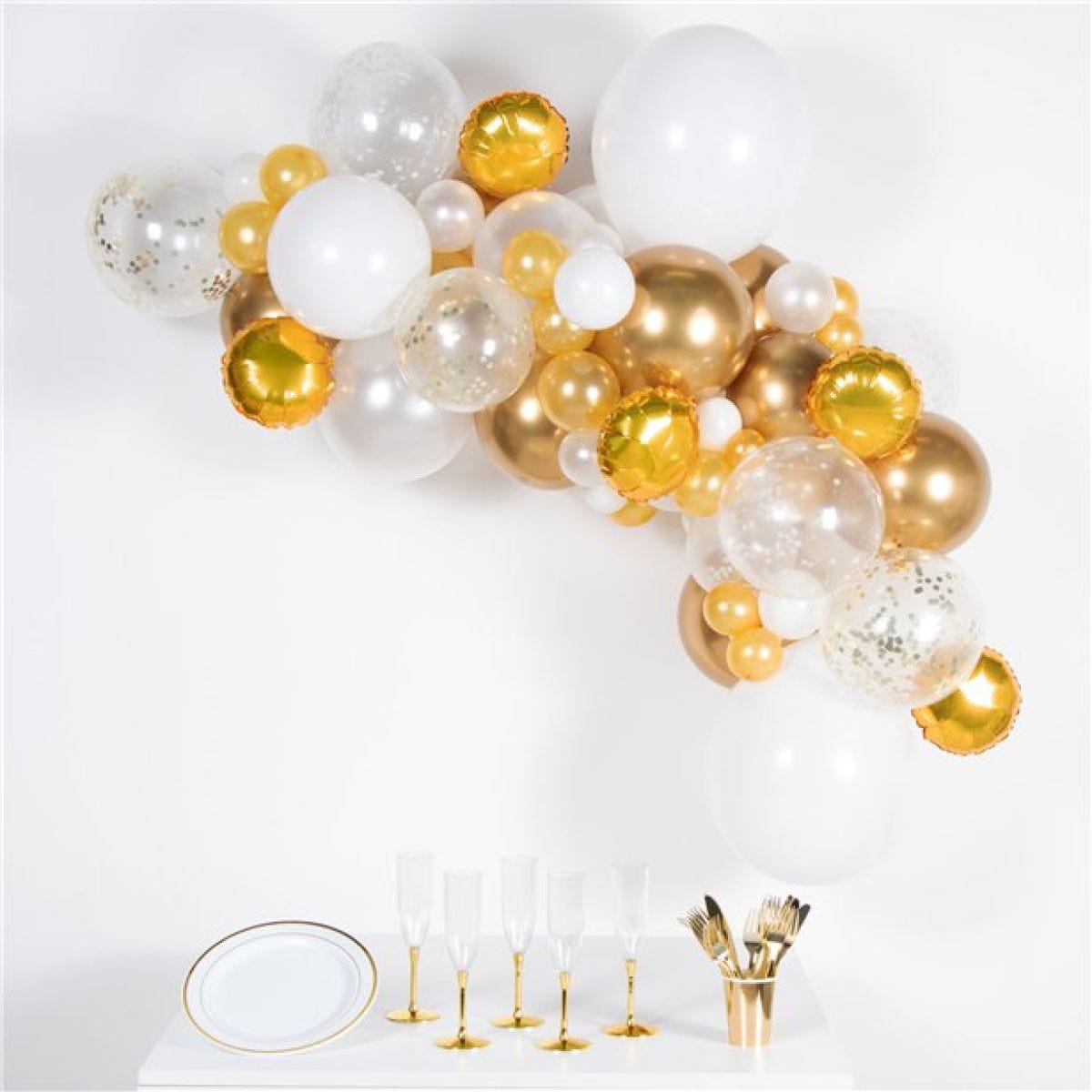 Gold & White Balloon Arch Garland