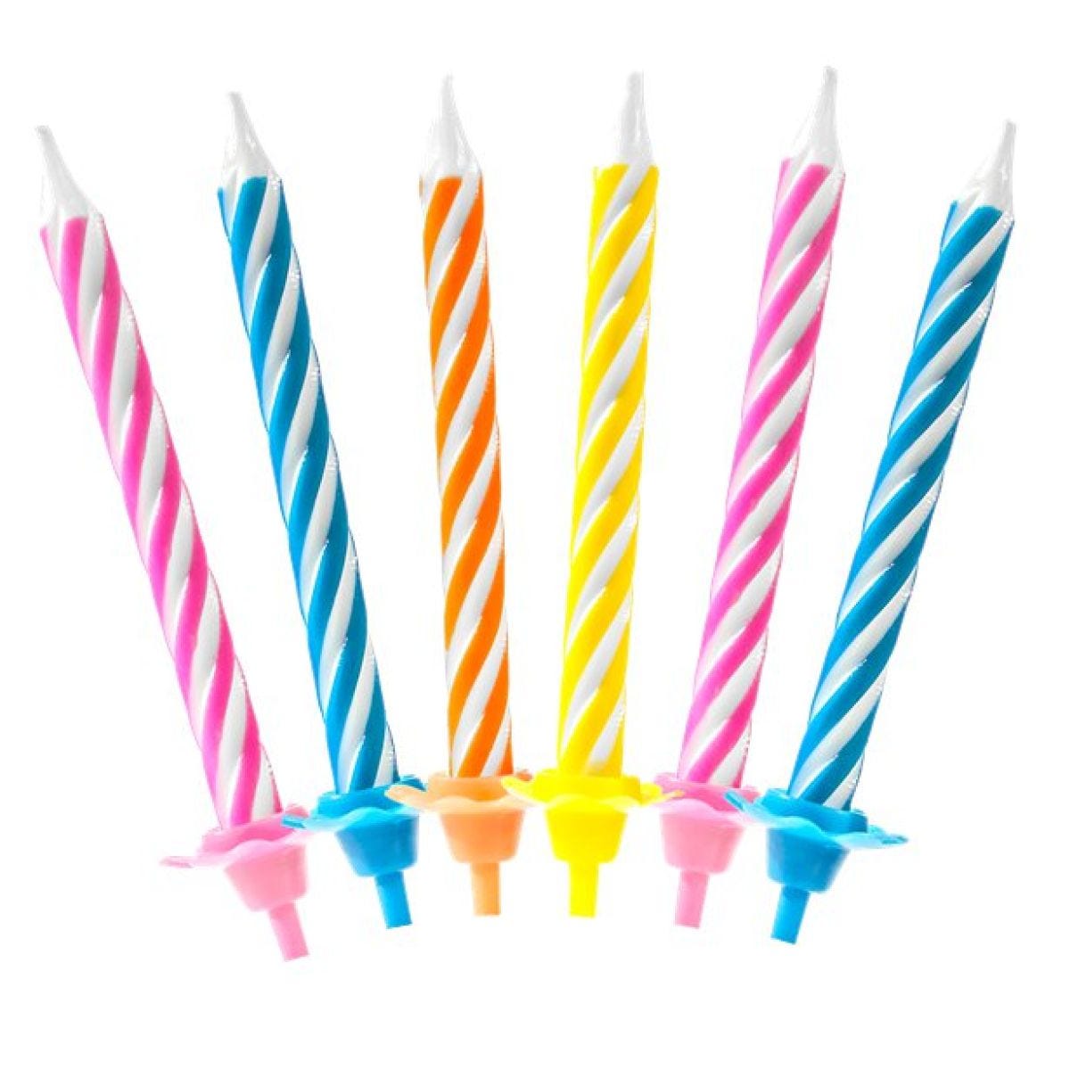 Bright Assorted Spiral Stripe Candles - 6cm