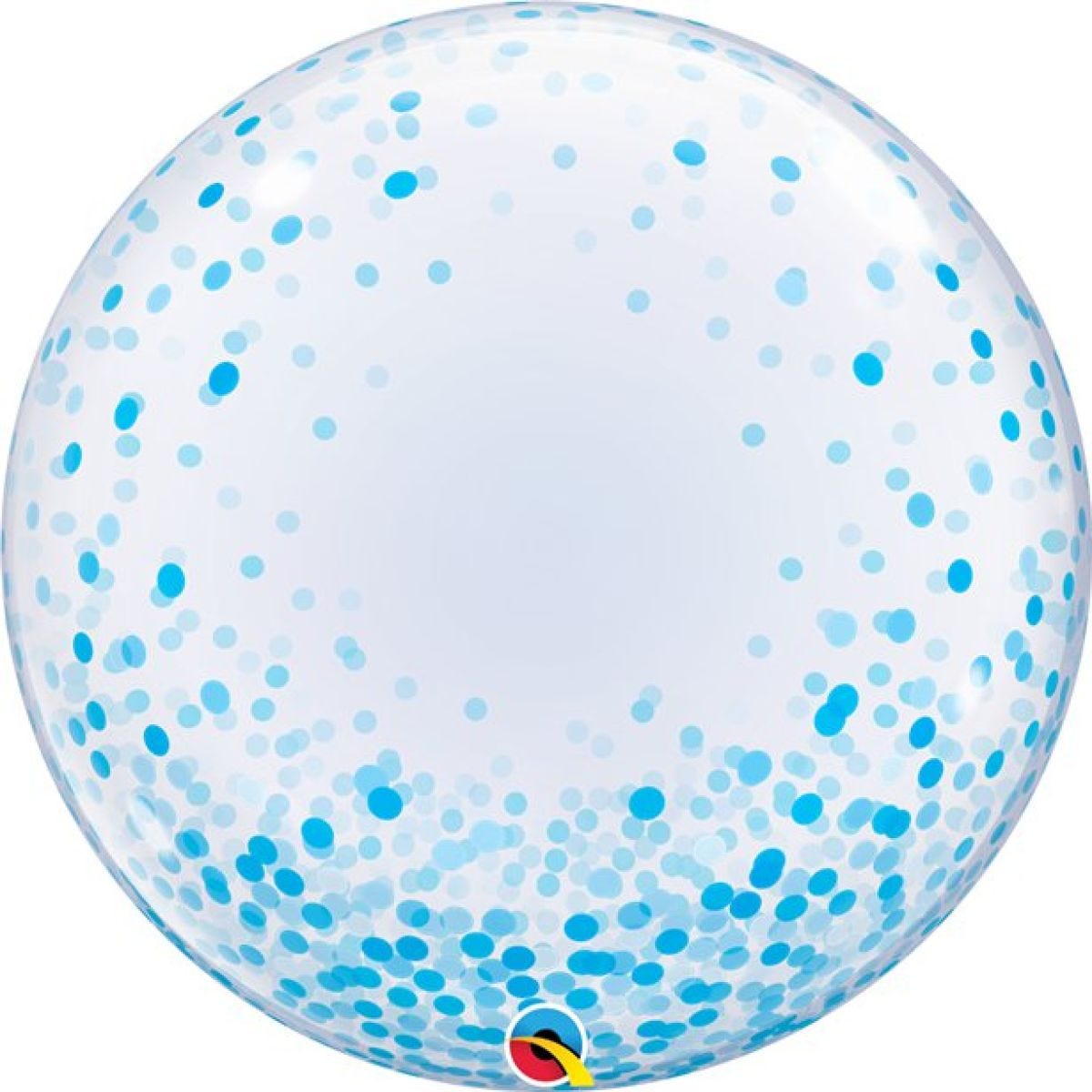 Blue Confetti Printed Bubble Balloon - 24"