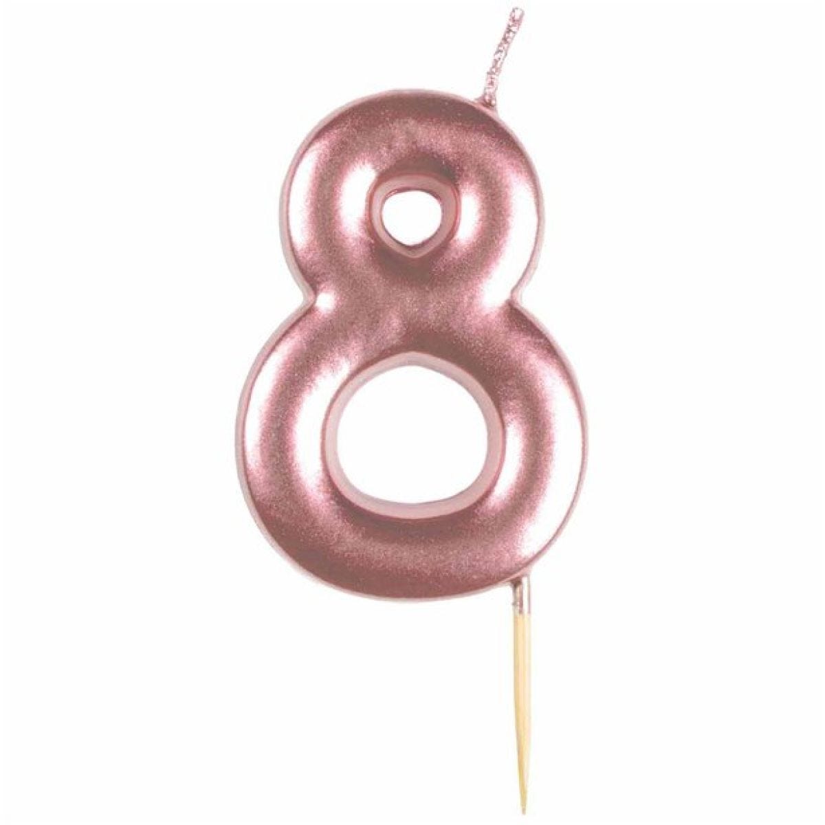 Number 8 Rose Gold Candle
