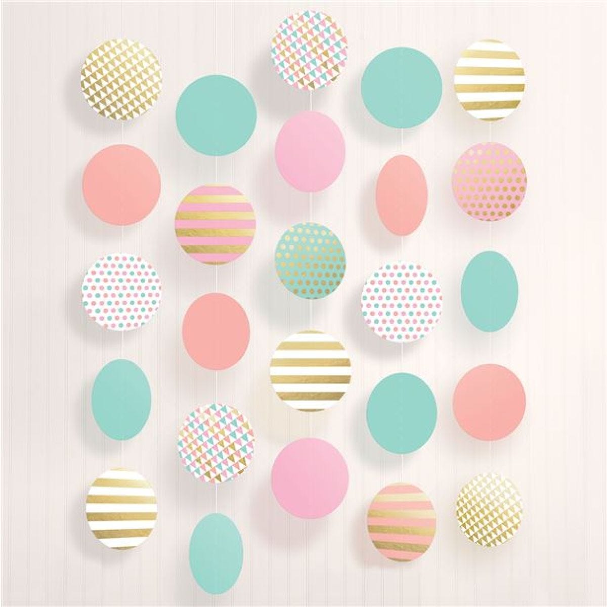 Pastel & Metallic Large Circle Hanging String Decoration