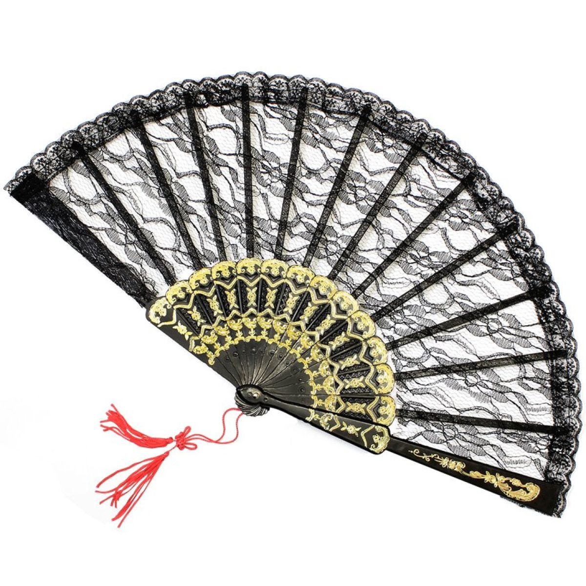 Black Lace Fan - 24cm