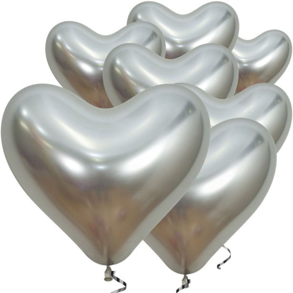 Reflex Crystal Silver Heart Balloons - 14" Latex