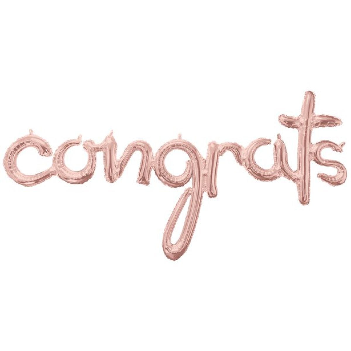 Rose Gold Congrats Phrase Balloon - 56" Foil