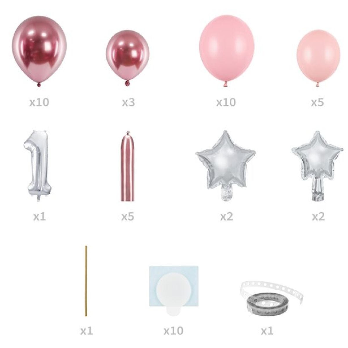 Number 1 Pink & Silver Foil Balloon Bouquet - 1.4m