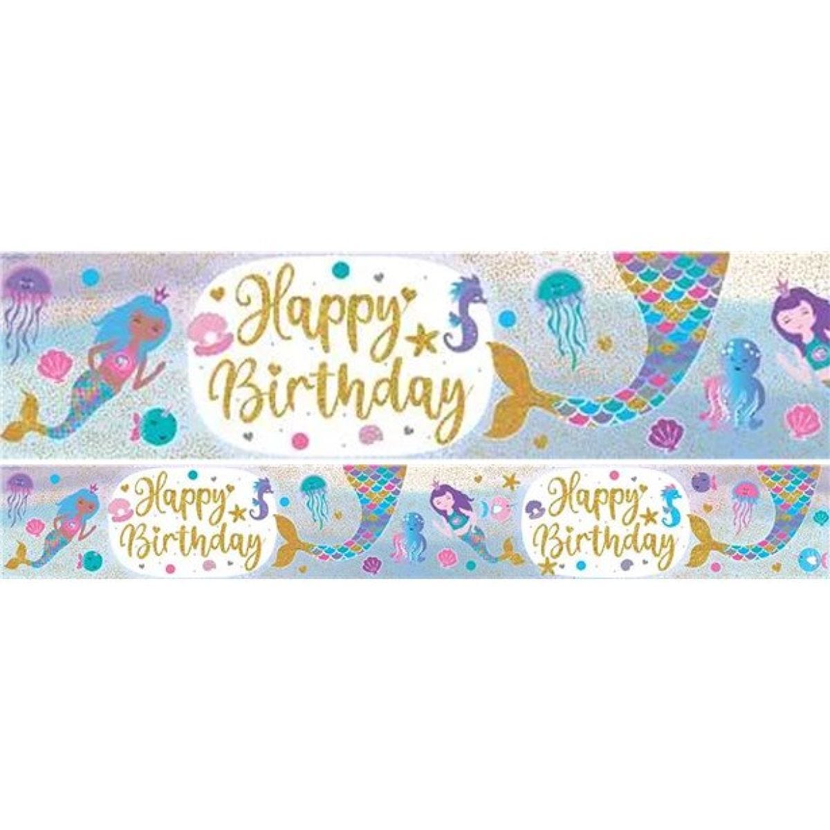 Iridecent Mermaid Happy Birthday Banner - 2.7m