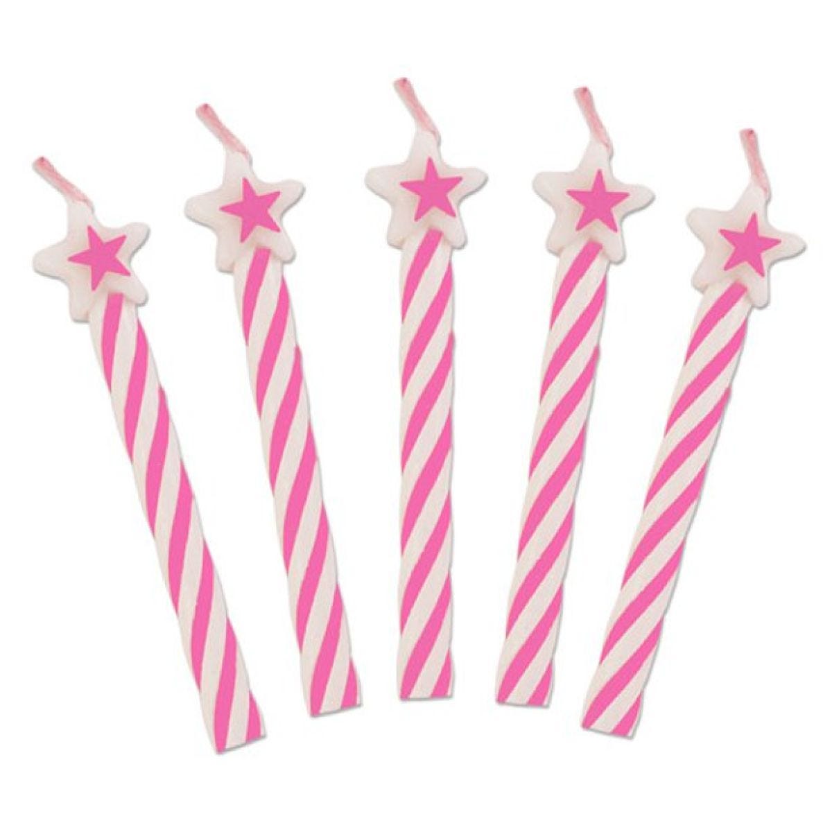 Pink Star Top Candles - 6cm