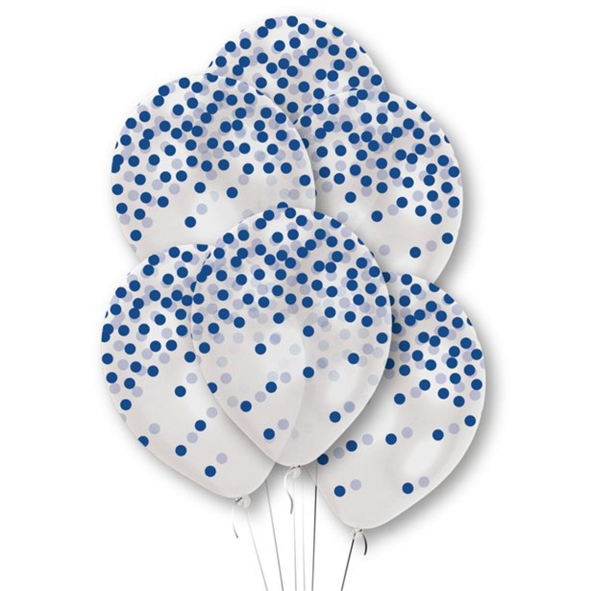 Blue Confetti Printed Latex Balloons - 11"