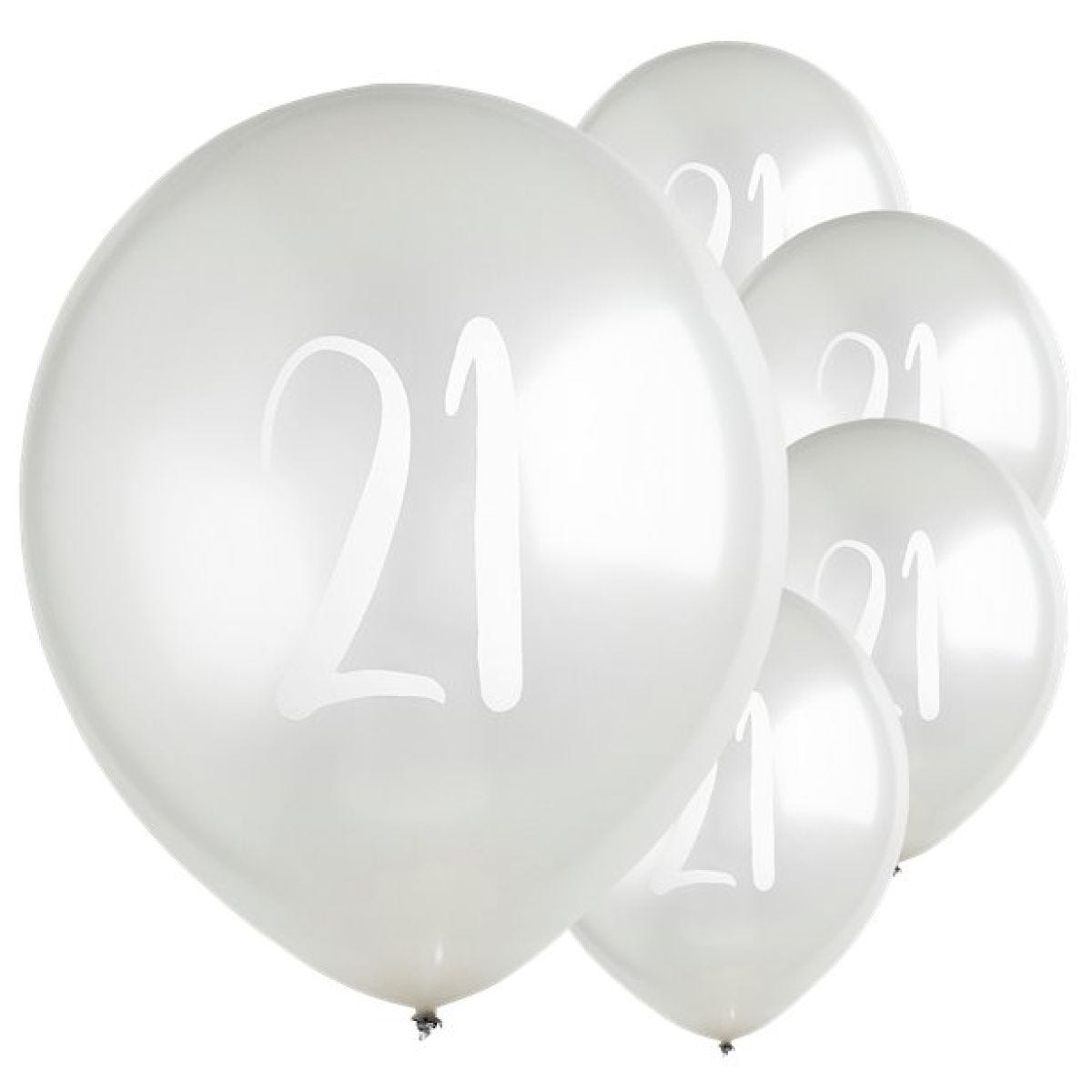 Silver 21st Milestone Balloons - 12" Latex