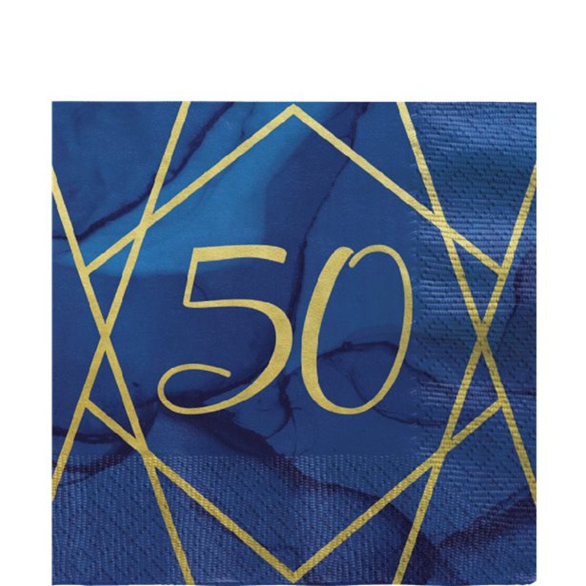 50th Navy & Gold Geode Paper Napkins - 33cm