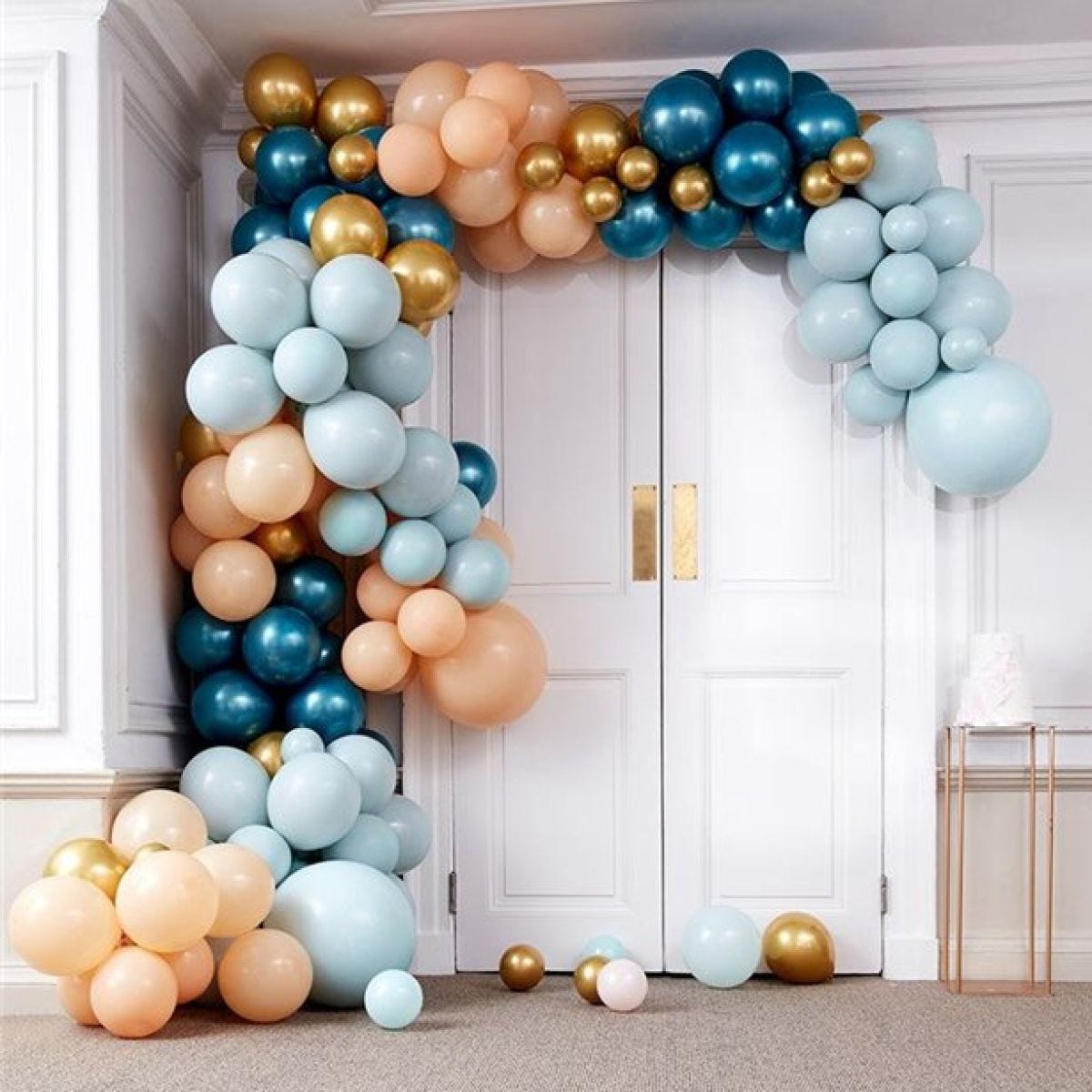 Teal & Gold Chrome Large Balloon Arch DIY Kit