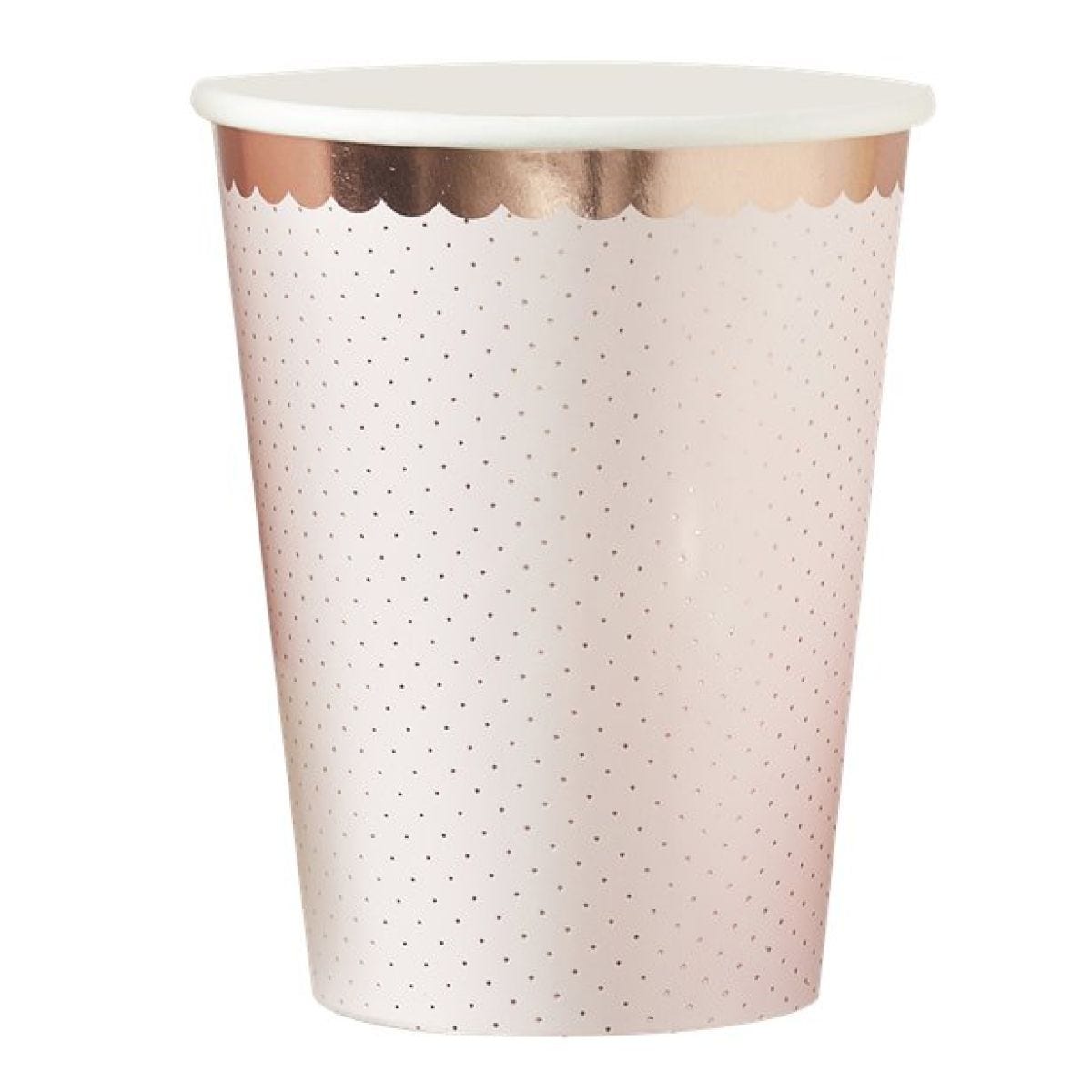 Ditsy Floral Rose Gold Polka Dot Cups (8pk)