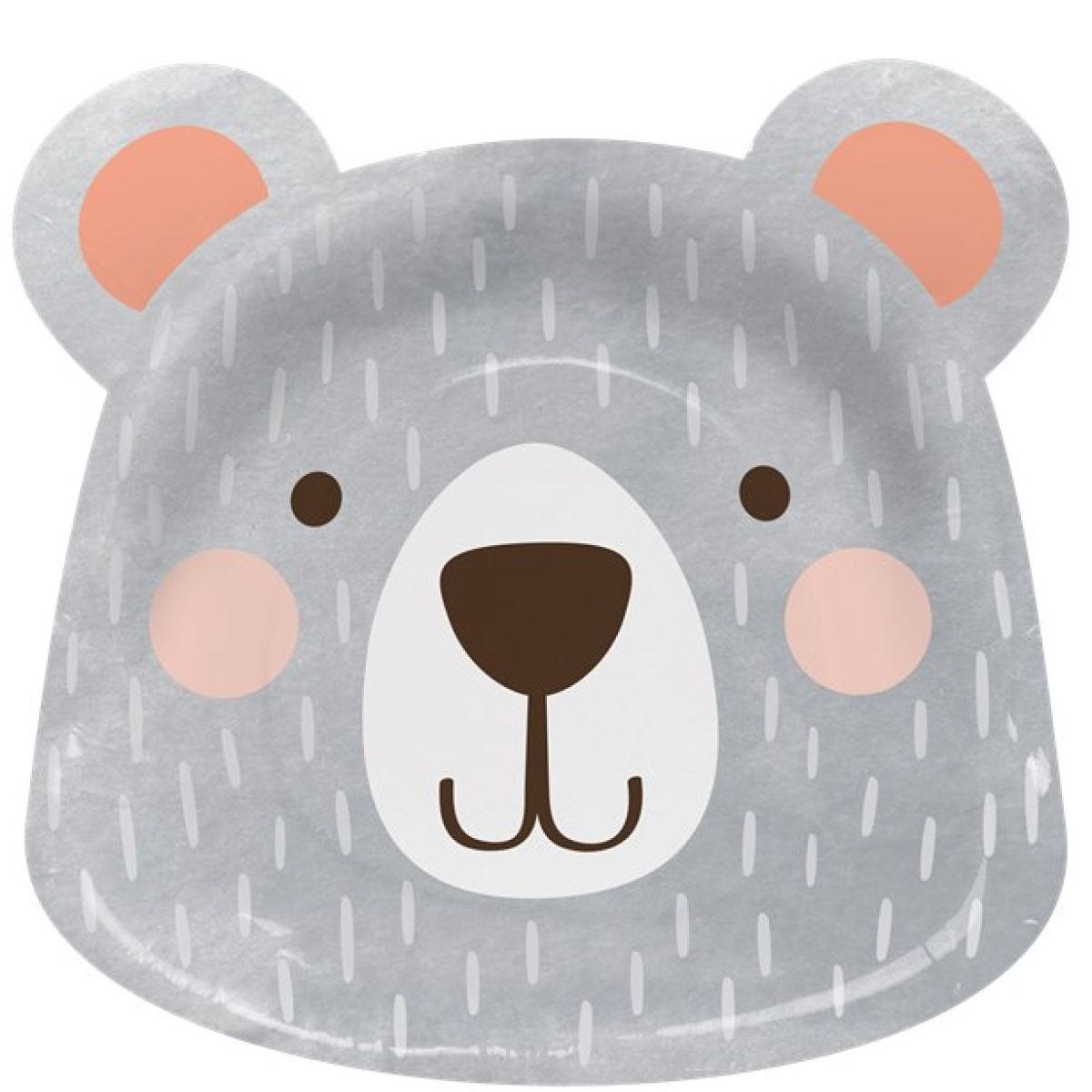 Birthday Bear Shaped Paper Plates - 23cm (8pk)
