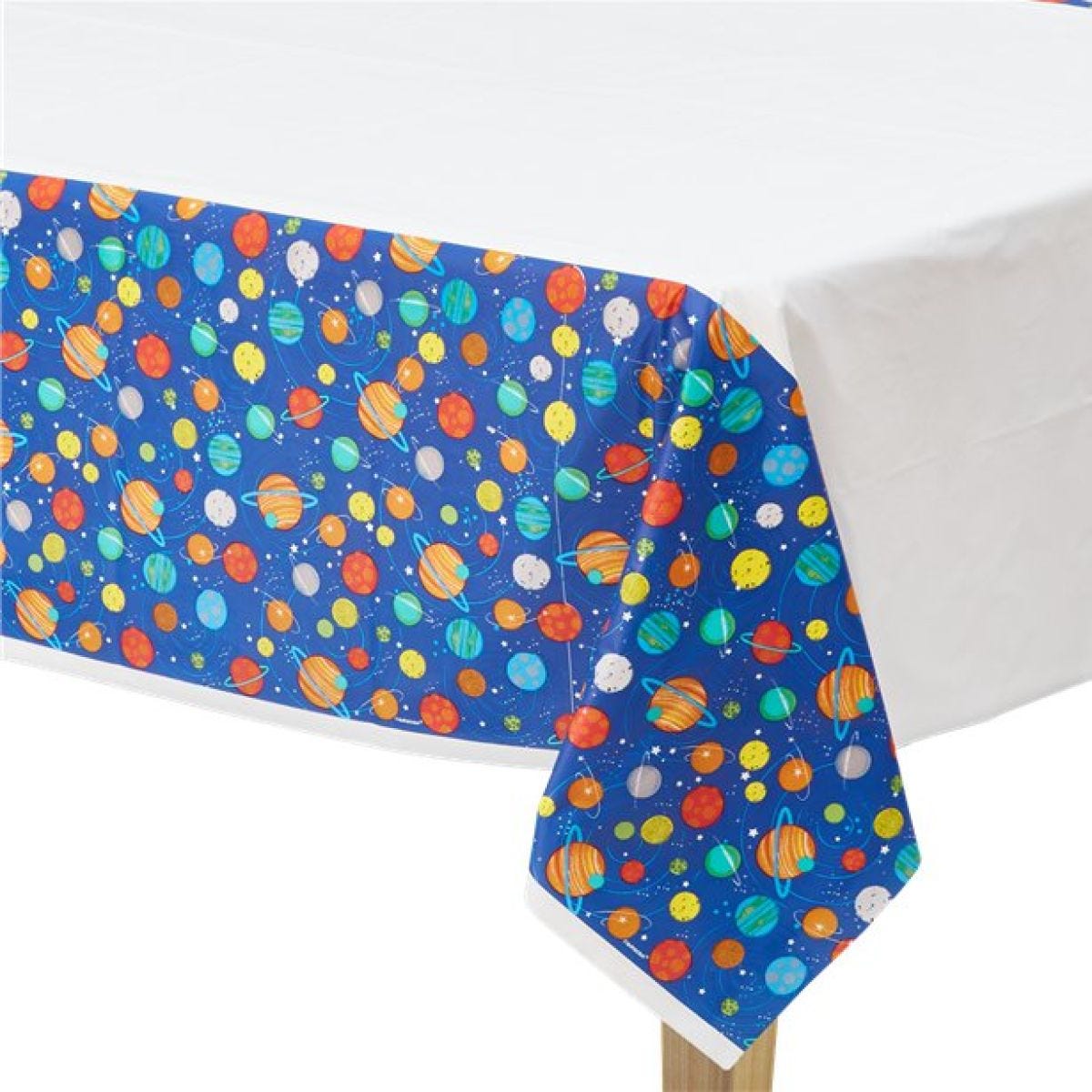 Blast Off Birthday Plastic Table Cover - 1.37m x 2.6m