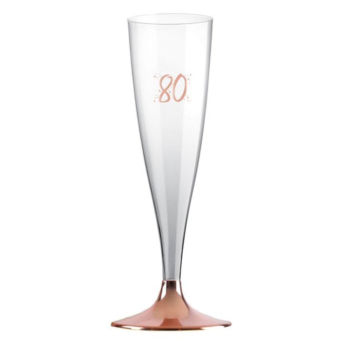 80th Rose Gold Champagne Flutes - 140ml
