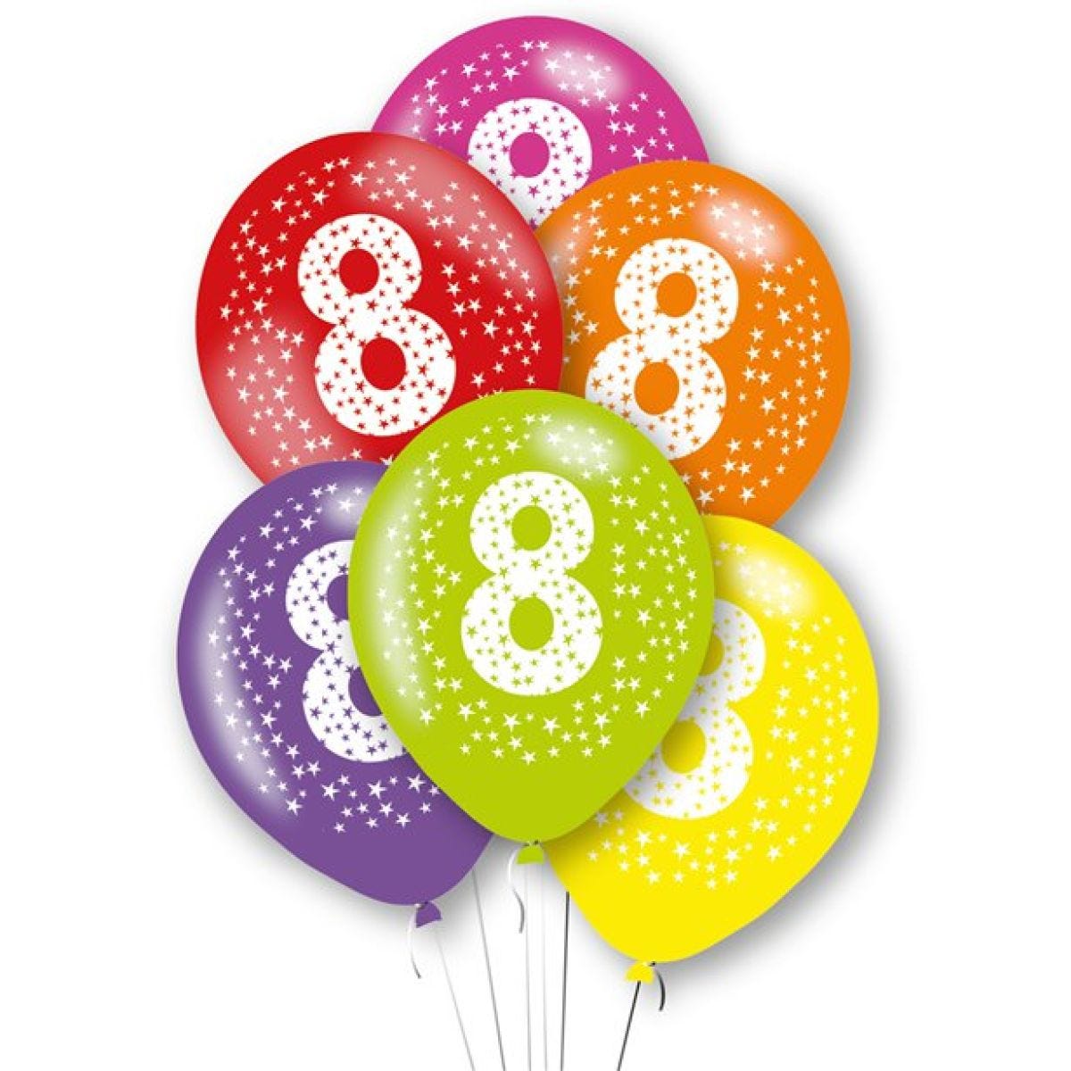 Age 8 Latex Balloons - 11"
