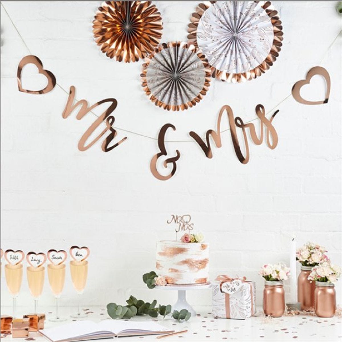 Mr & Mrs Rose Gold Banner - 2m