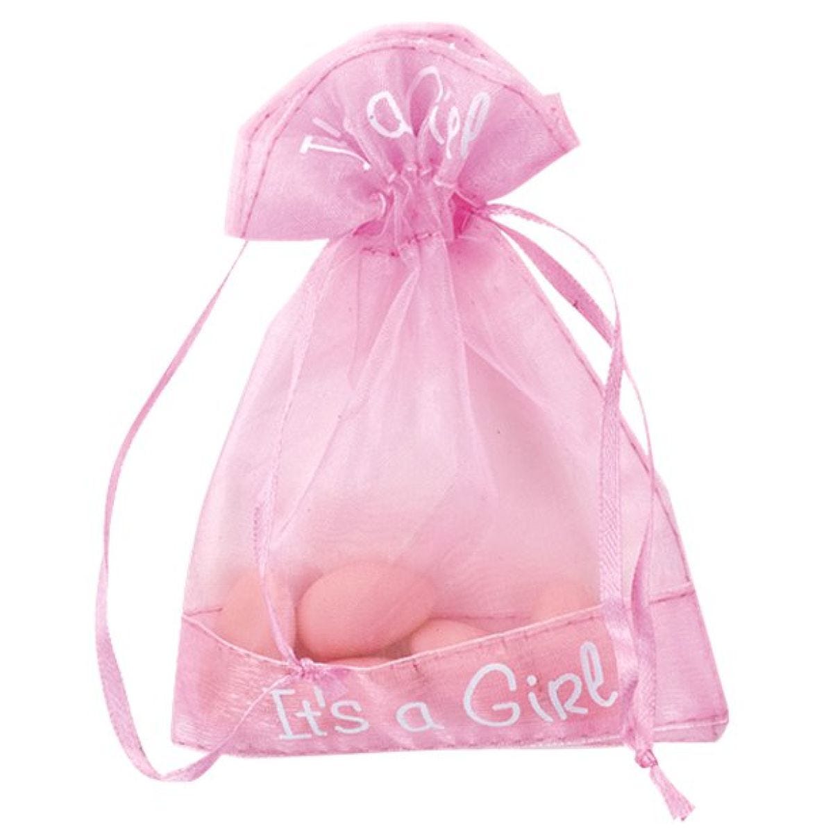 &apos;It&apos;s A Girl&apos; Organza Pouch - 9.5cm x 13cm