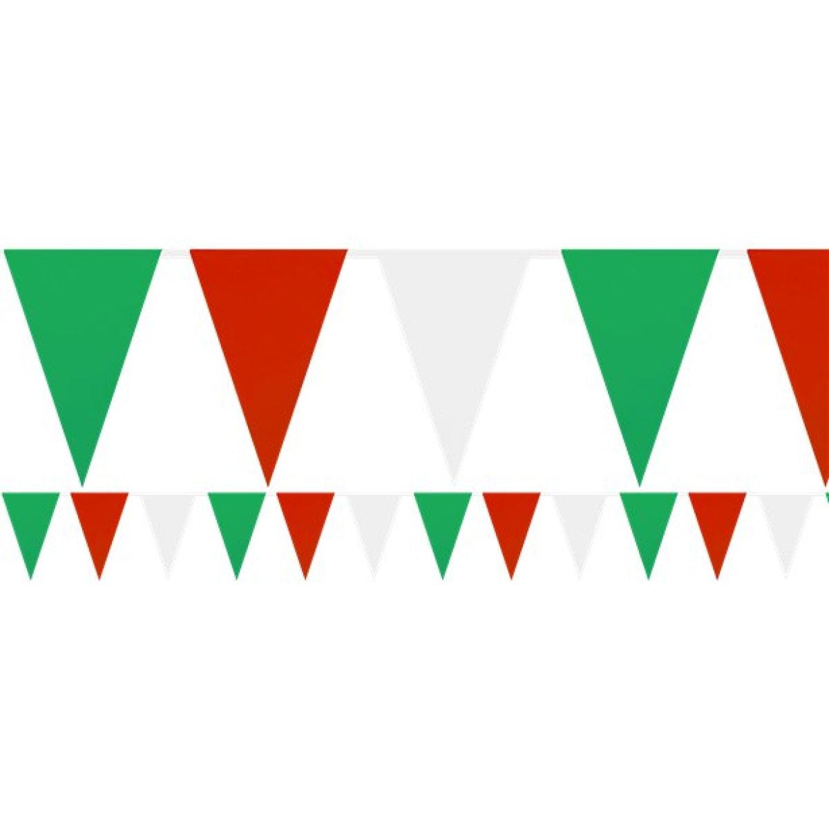 Red, White & Green Plastic Bunting – 9m