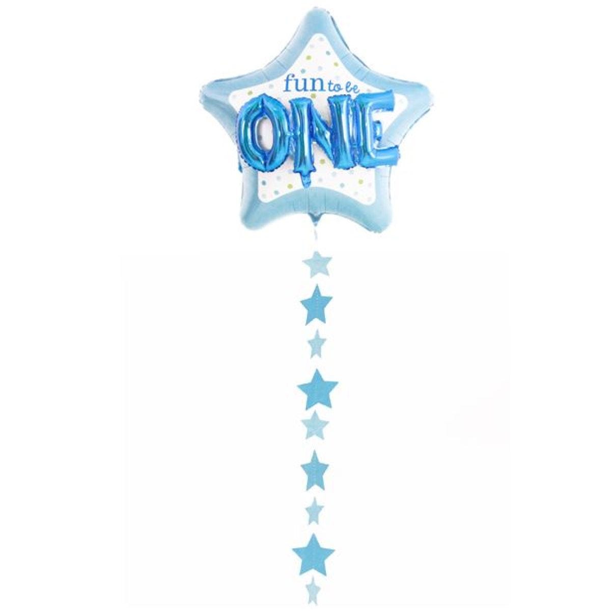 Blue Paper Stars Balloon Tail - 1.2m