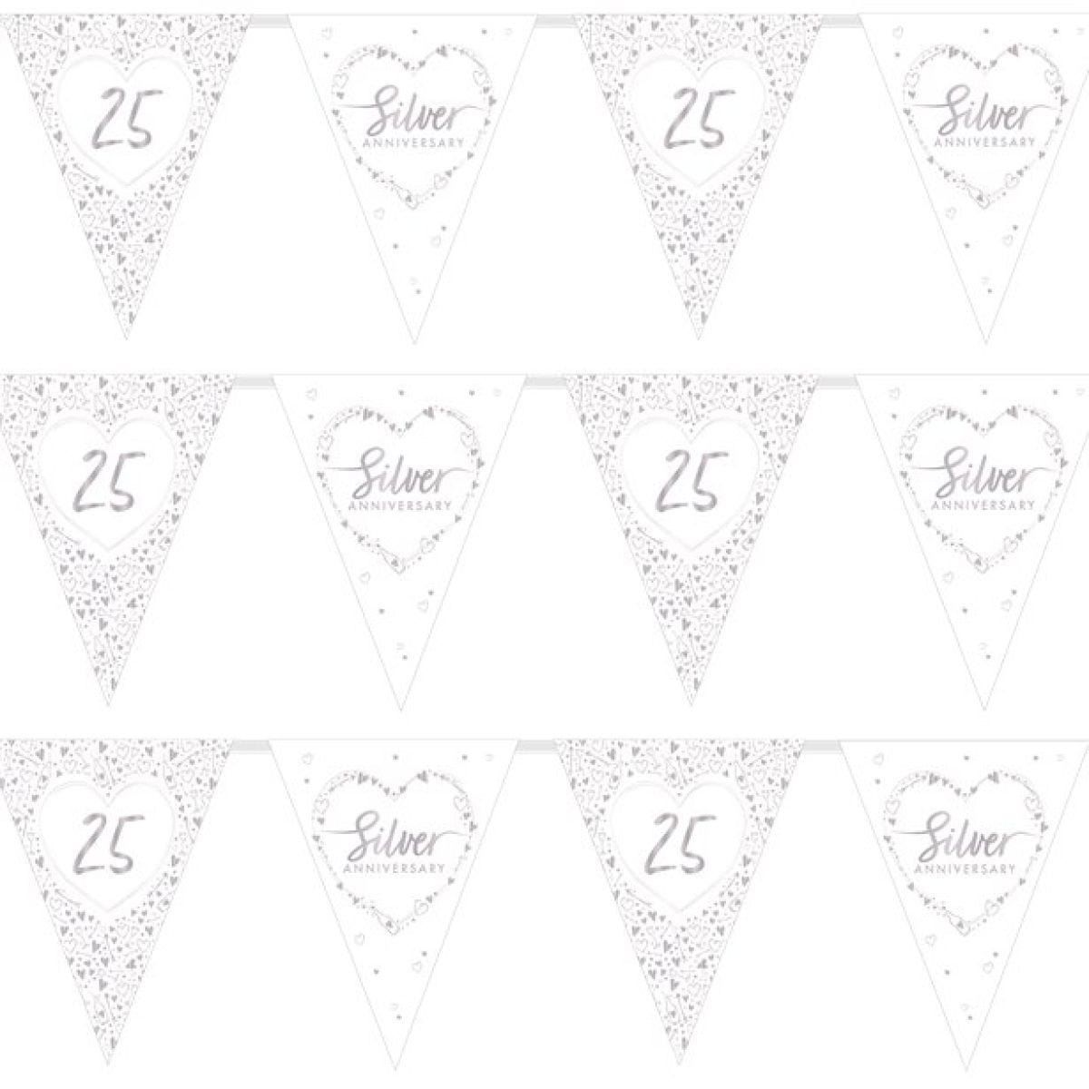 25th Silver Wedding Anniversary Flag Bunting - 3.7m