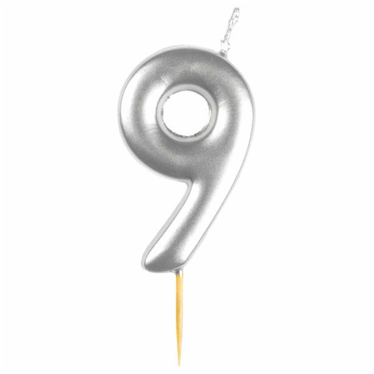 Number 9 Silver Candle