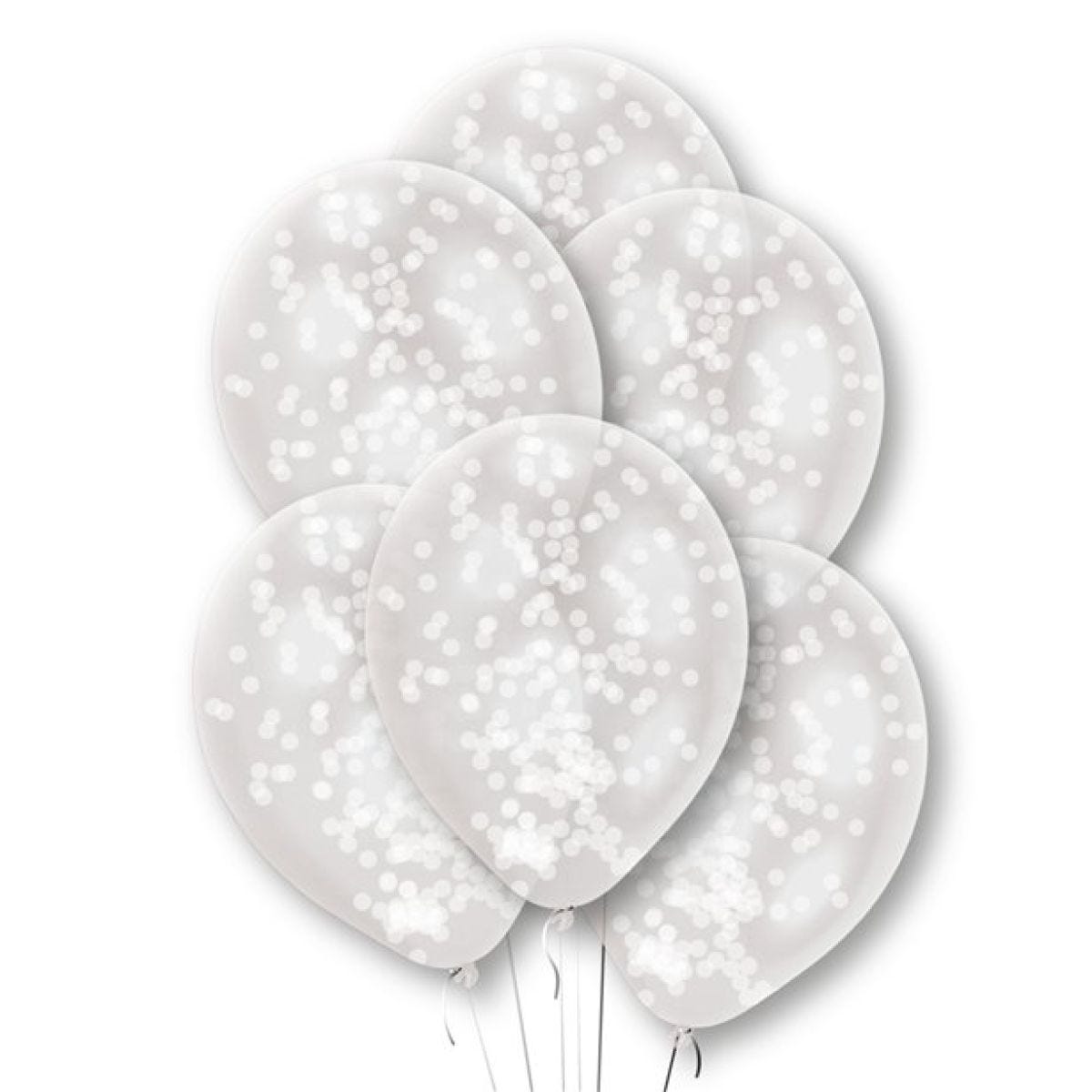 White Confetti Clear Latex Balloons - 11"