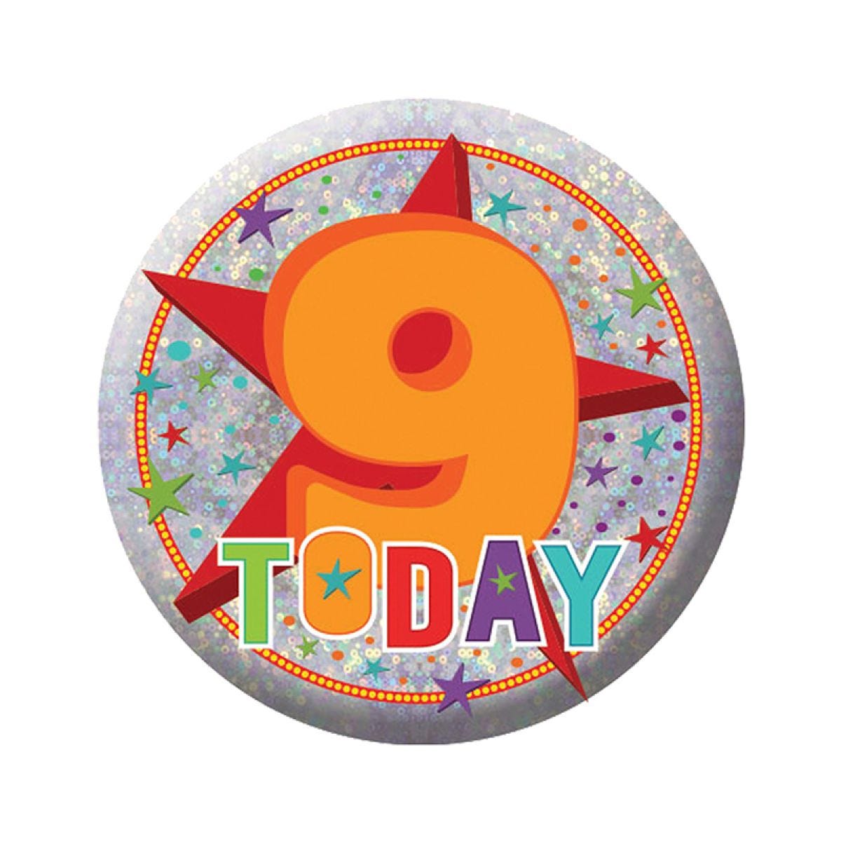 Happy 9th Birthday Badge - 5.5cm