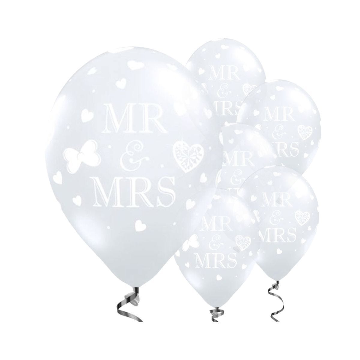 Mr and Mrs Diamond Clear Wedding Balloons - 11&apos;&apos; Latex